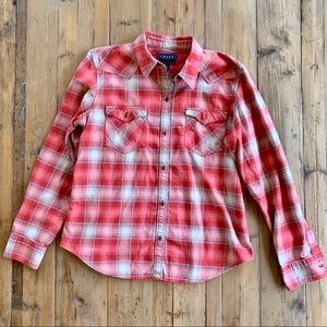 Chaps Long Sleeve Plaid Button Down Size Large